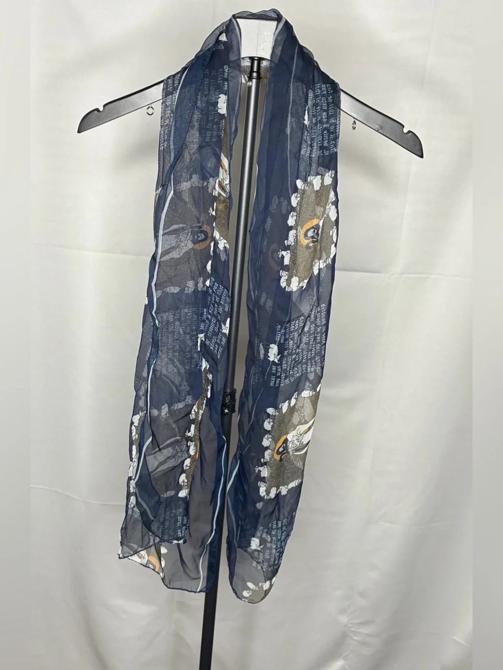 Lightweight Navy Floral Print Scarf
